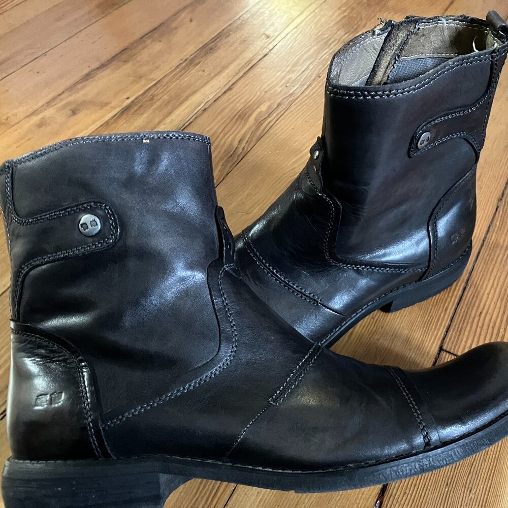 Bed Stu Distressed Black Leather Chelsea Ankle Zip Boots Men's 10.5
